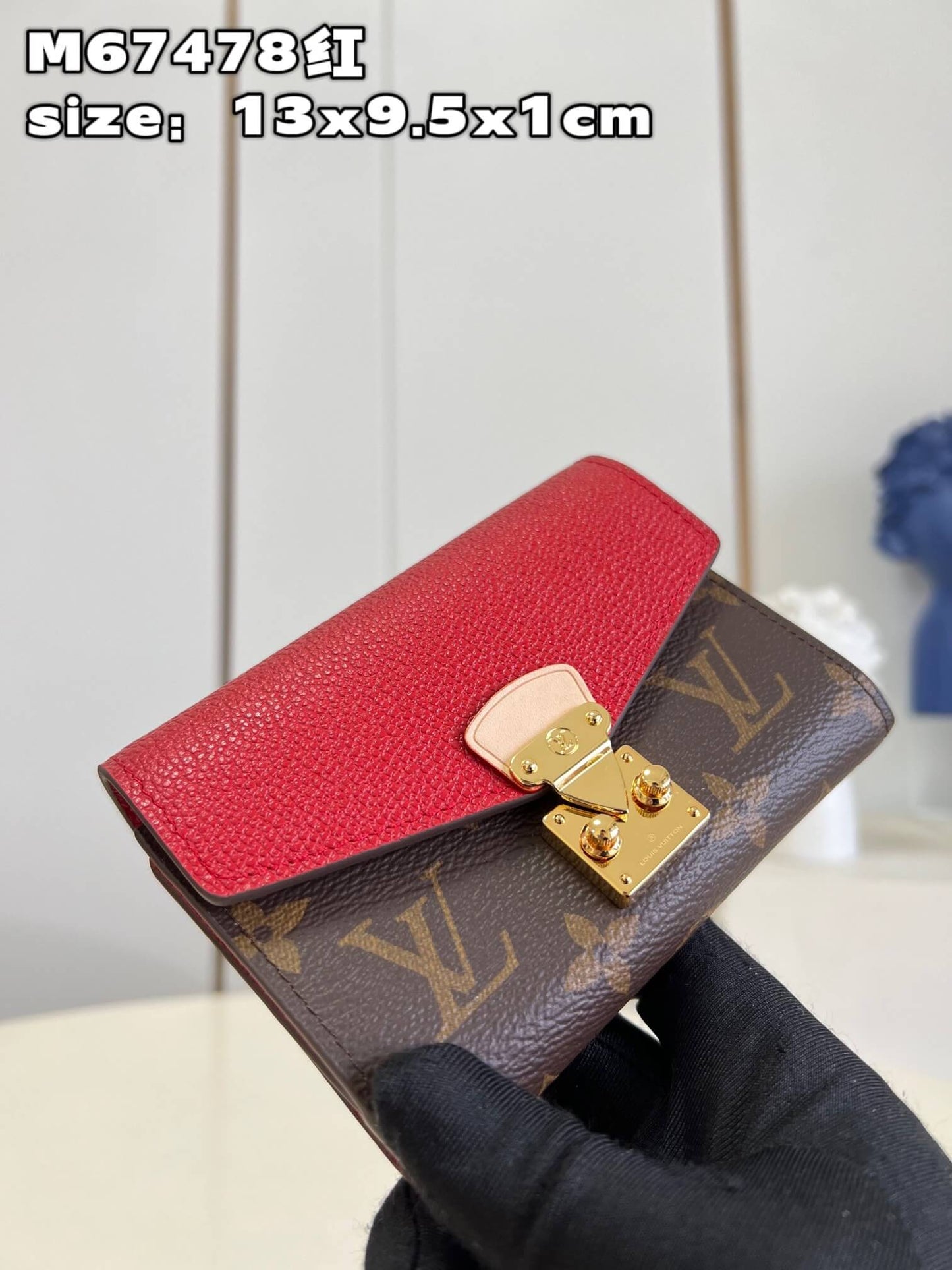 m67478 portefeuil palace compact monogram brown red womens wallet free shipping
