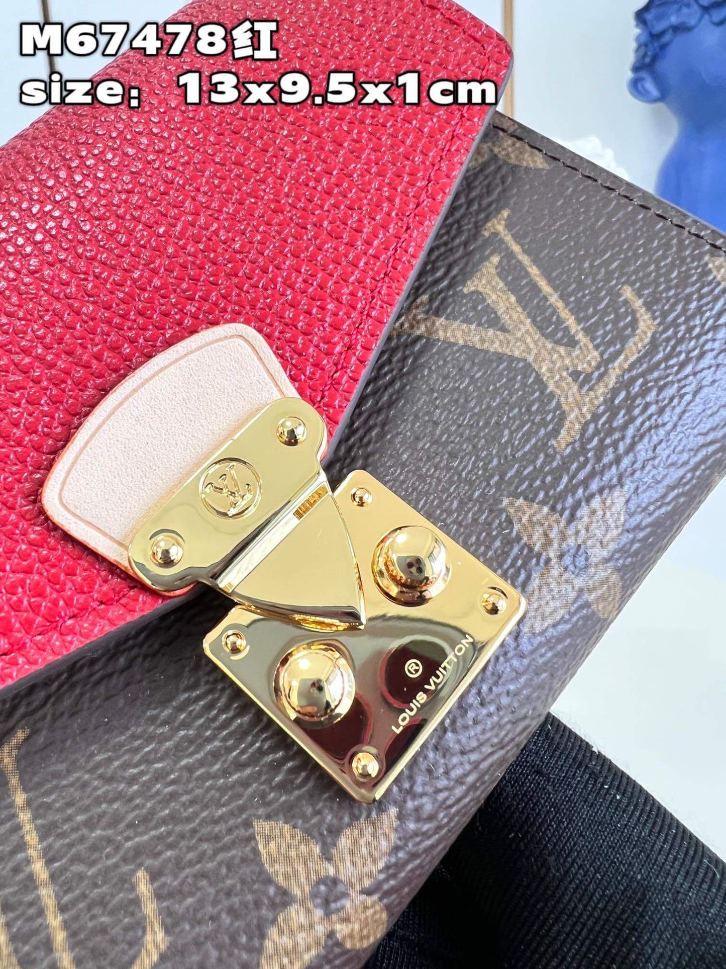 m67478 portefeuil palace compact monogram brown red womens wallet free shipping