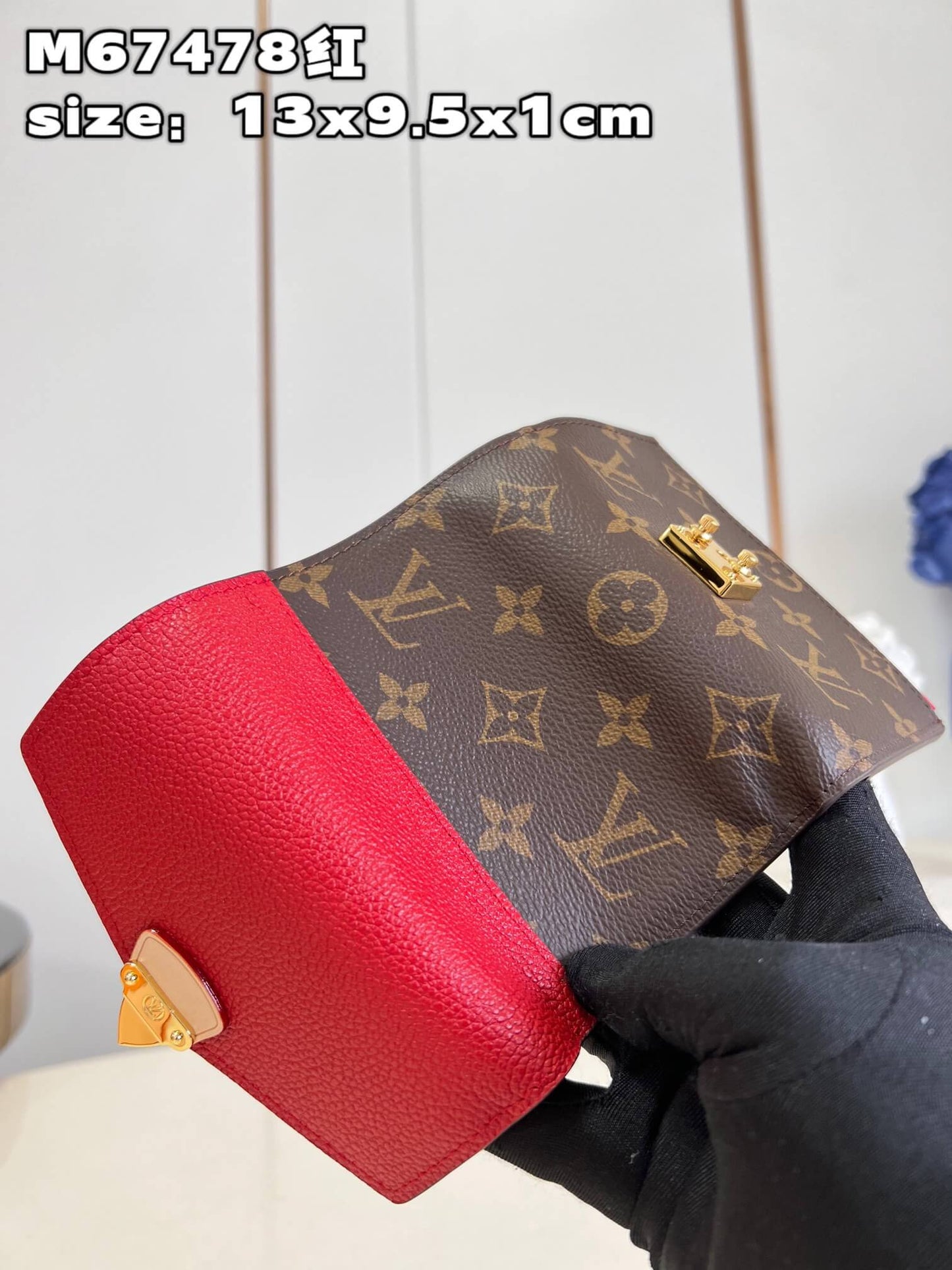 m67478 portefeuil palace compact monogram brown red womens wallet free shipping