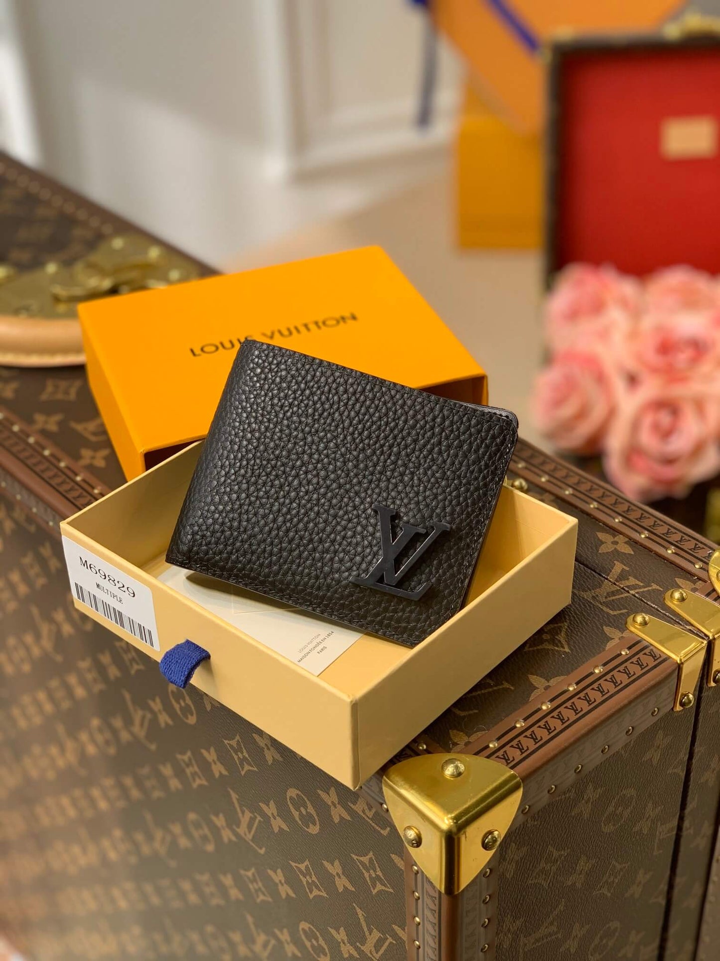 m69829 wallet black aerogram multiple calfskin mens bag free shipping