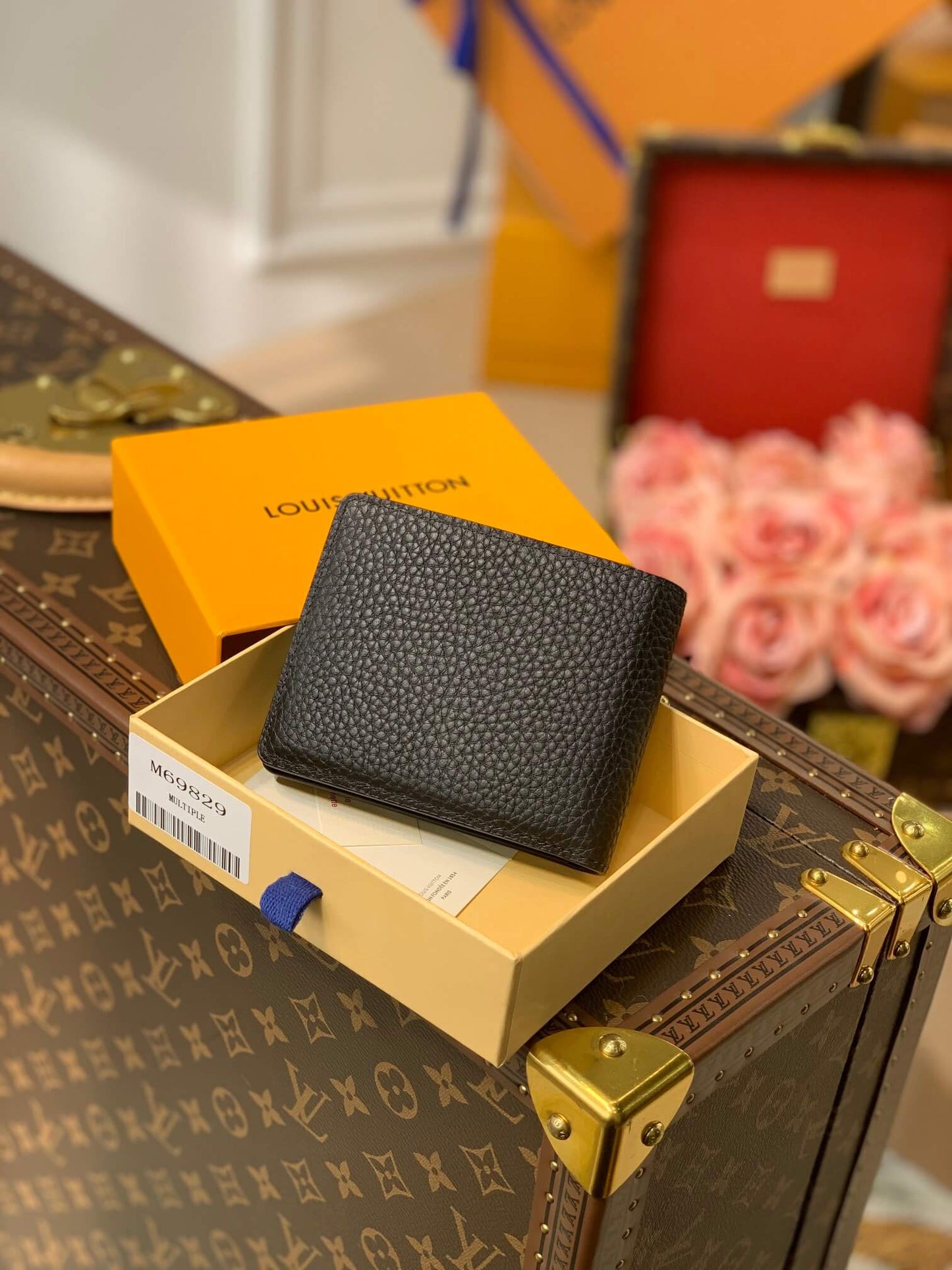 m69829 wallet black aerogram multiple calfskin mens bag free shipping