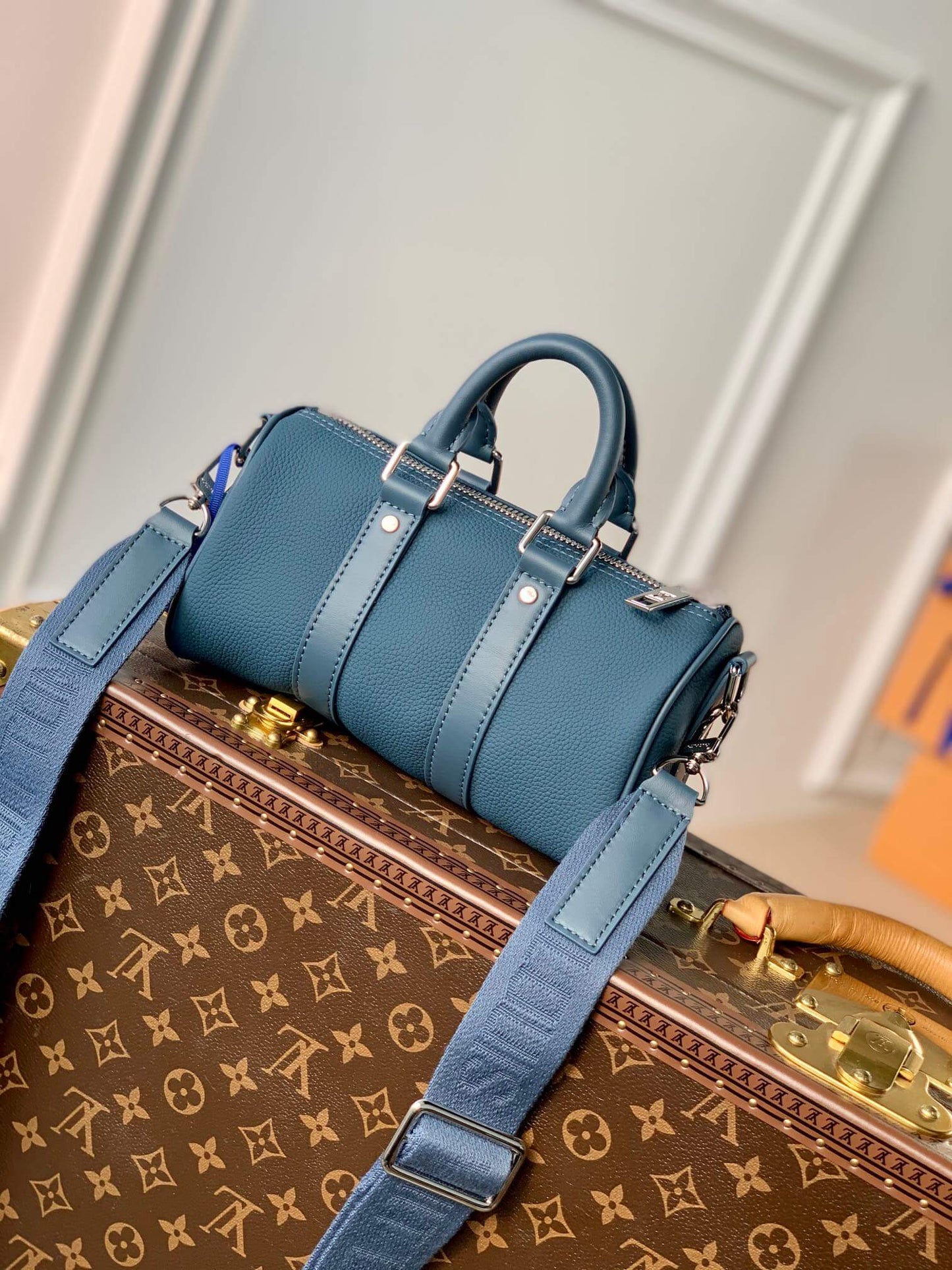m81003 mens bag keepall xs shoulder bag cross body bags handbag aerogram blue calfskin