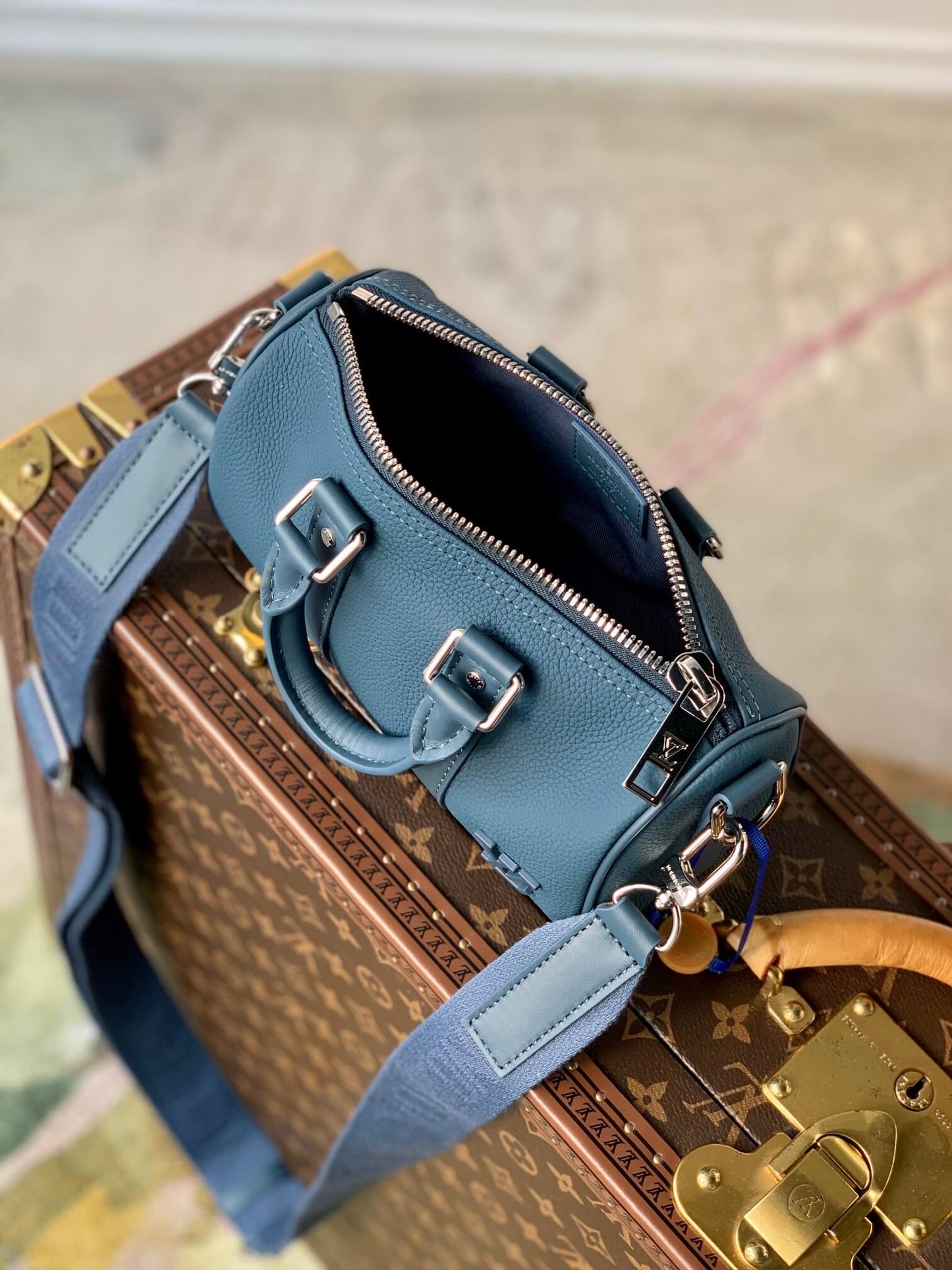 m81003 mens bag keepall xs shoulder bag cross body bags handbag aerogram blue calfskin