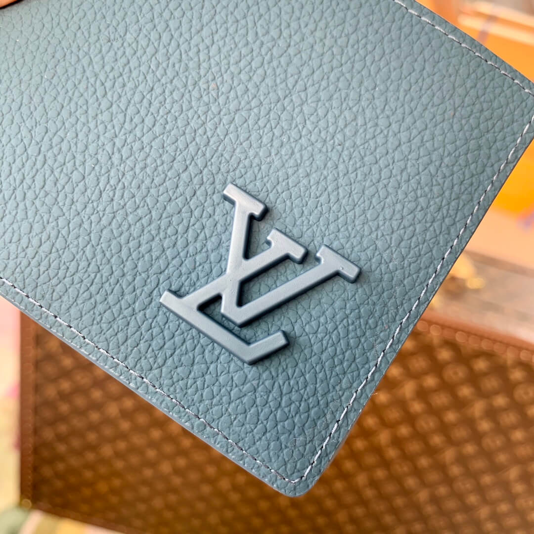 m81026 aerogram wallet blue calfskin