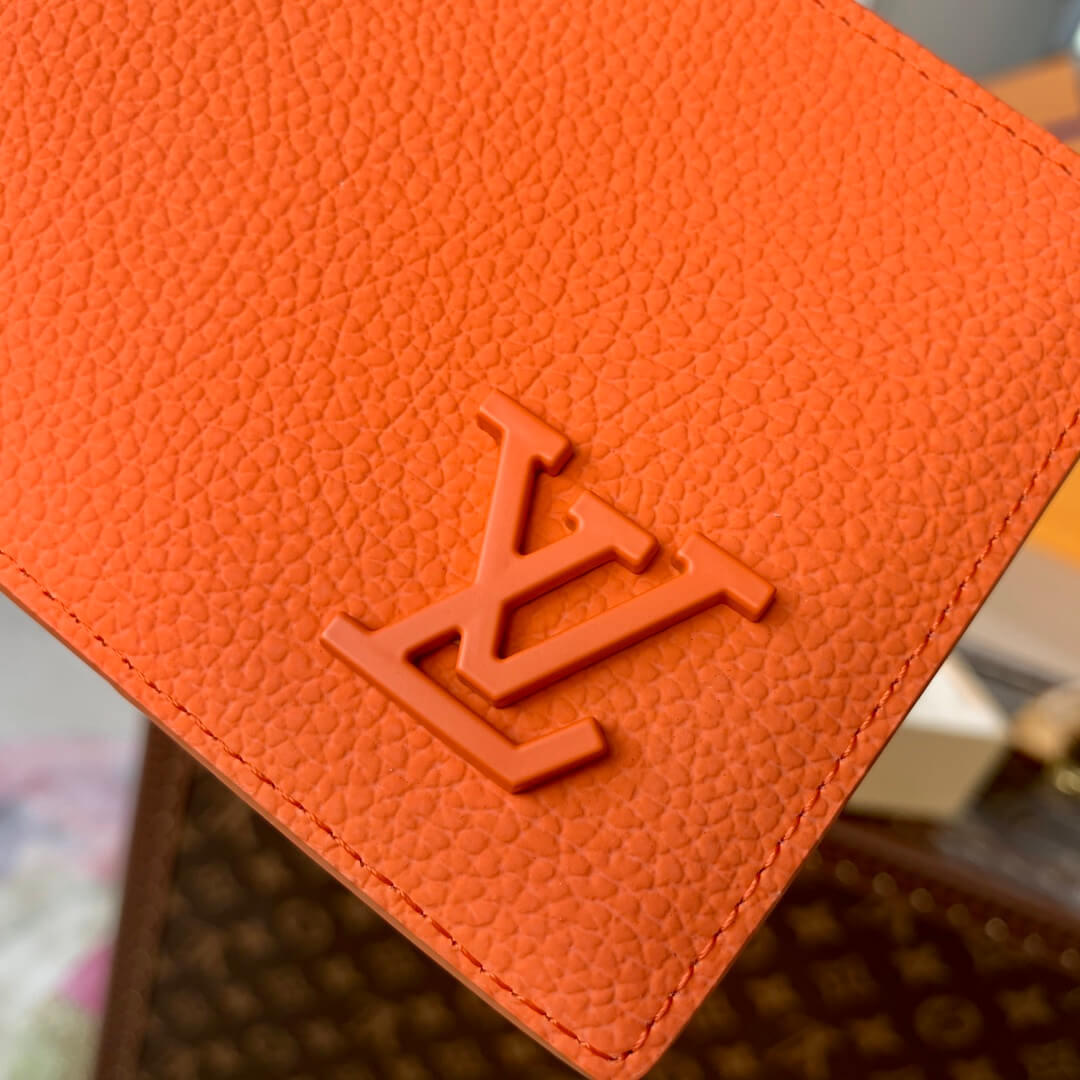 m81026 aerogram wallet orange calfskin