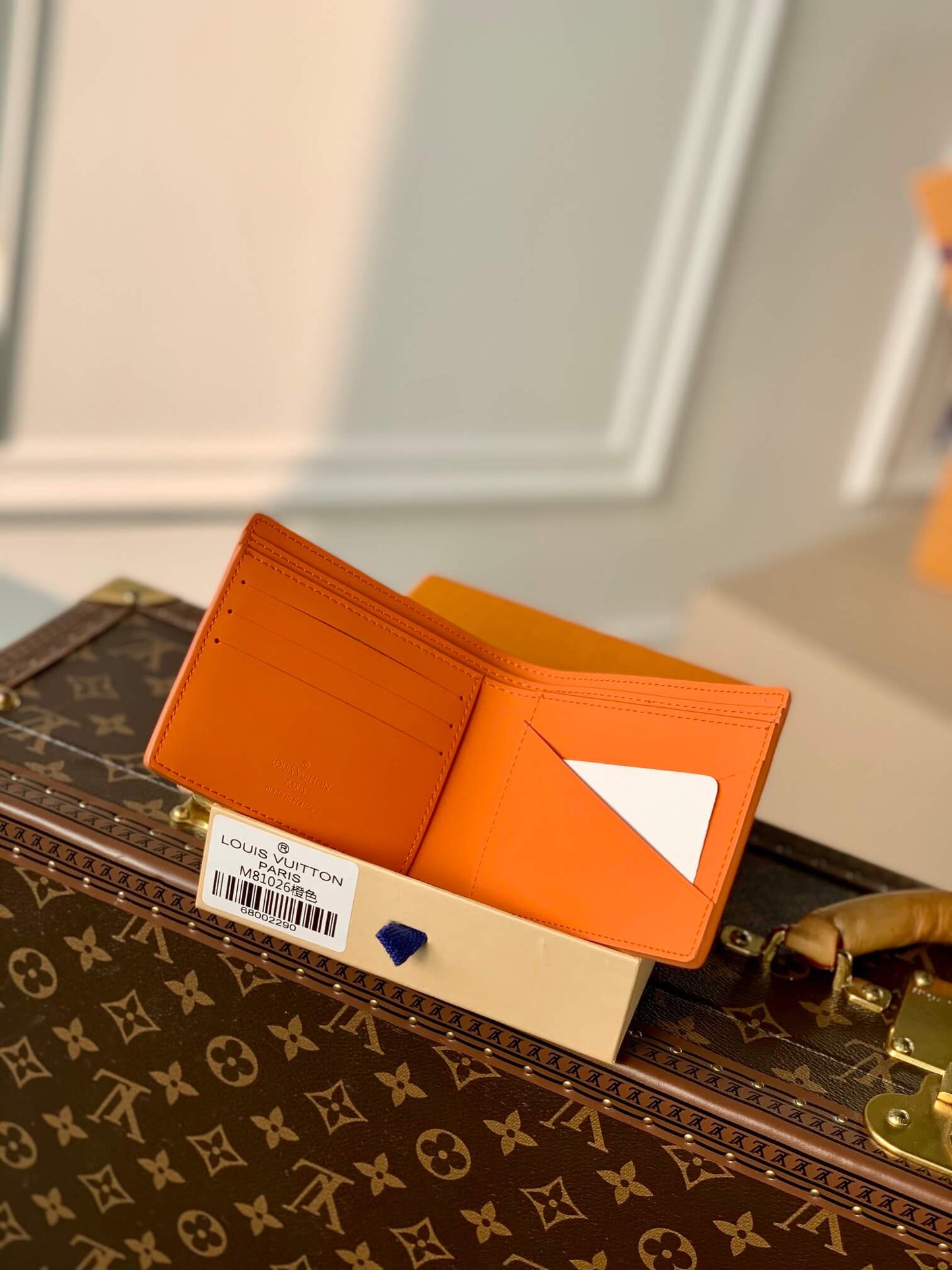 m81026 aerogram wallet orange calfskin