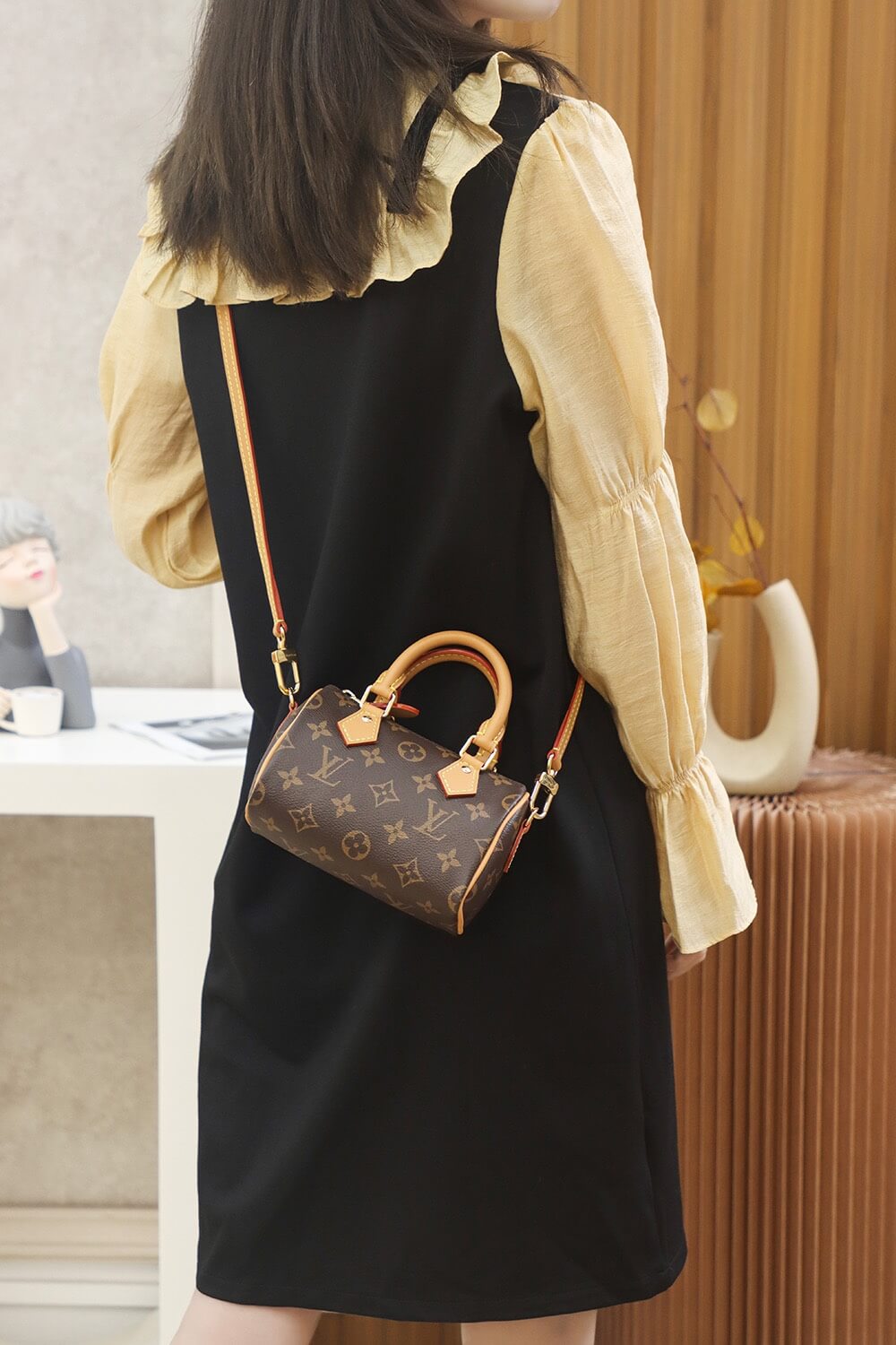 m81086 mini speedy monogram handbag shoulder bag leather small size