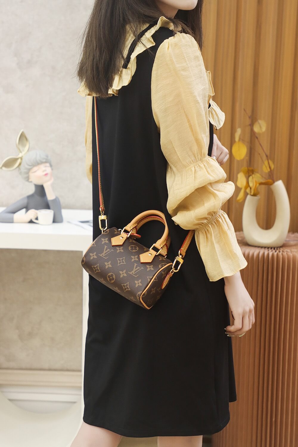 m81086 mini speedy monogram handbag shoulder bag leather small size