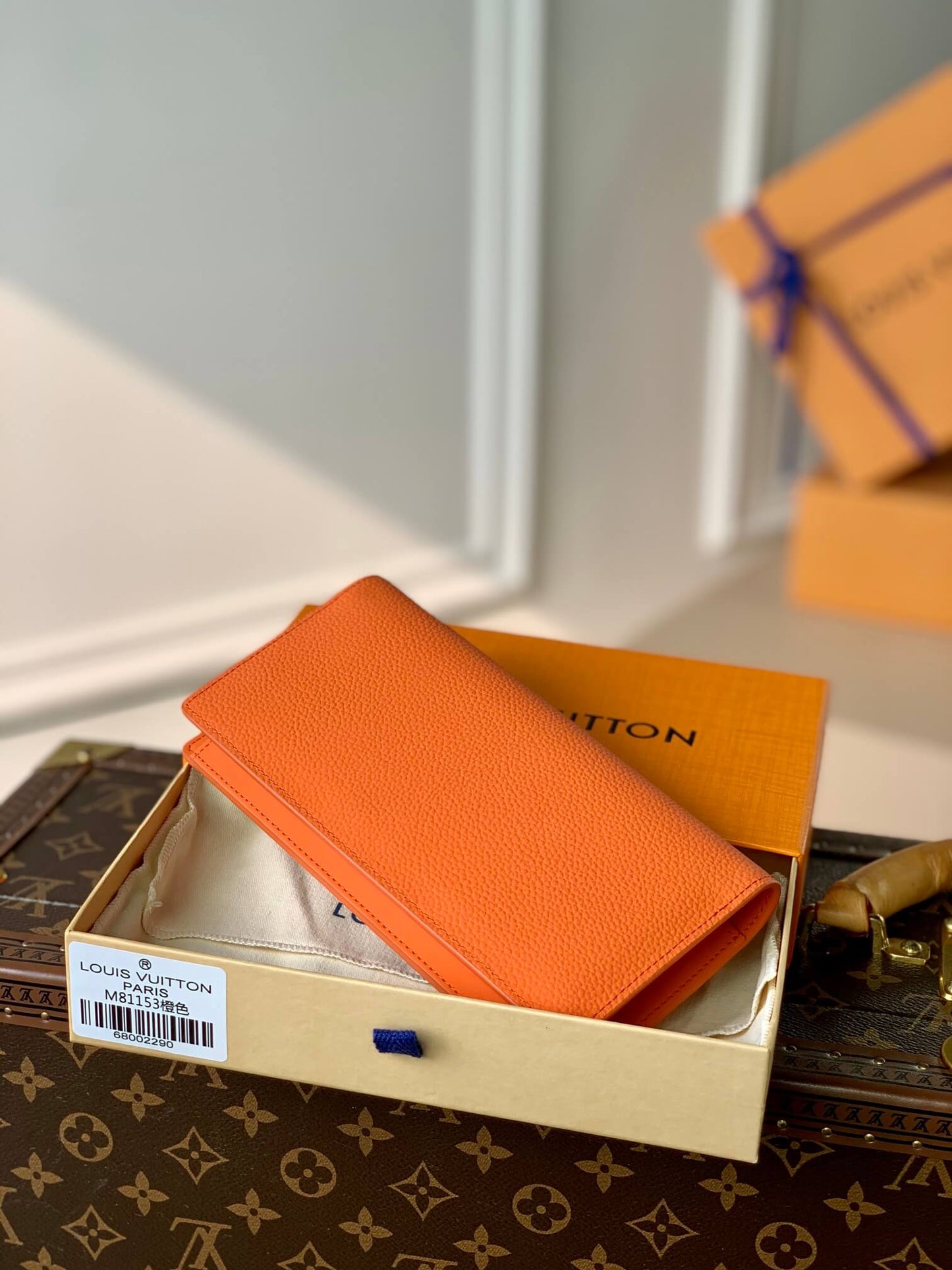m81153 l aerogram brazza aerogram wallet orange calfskin