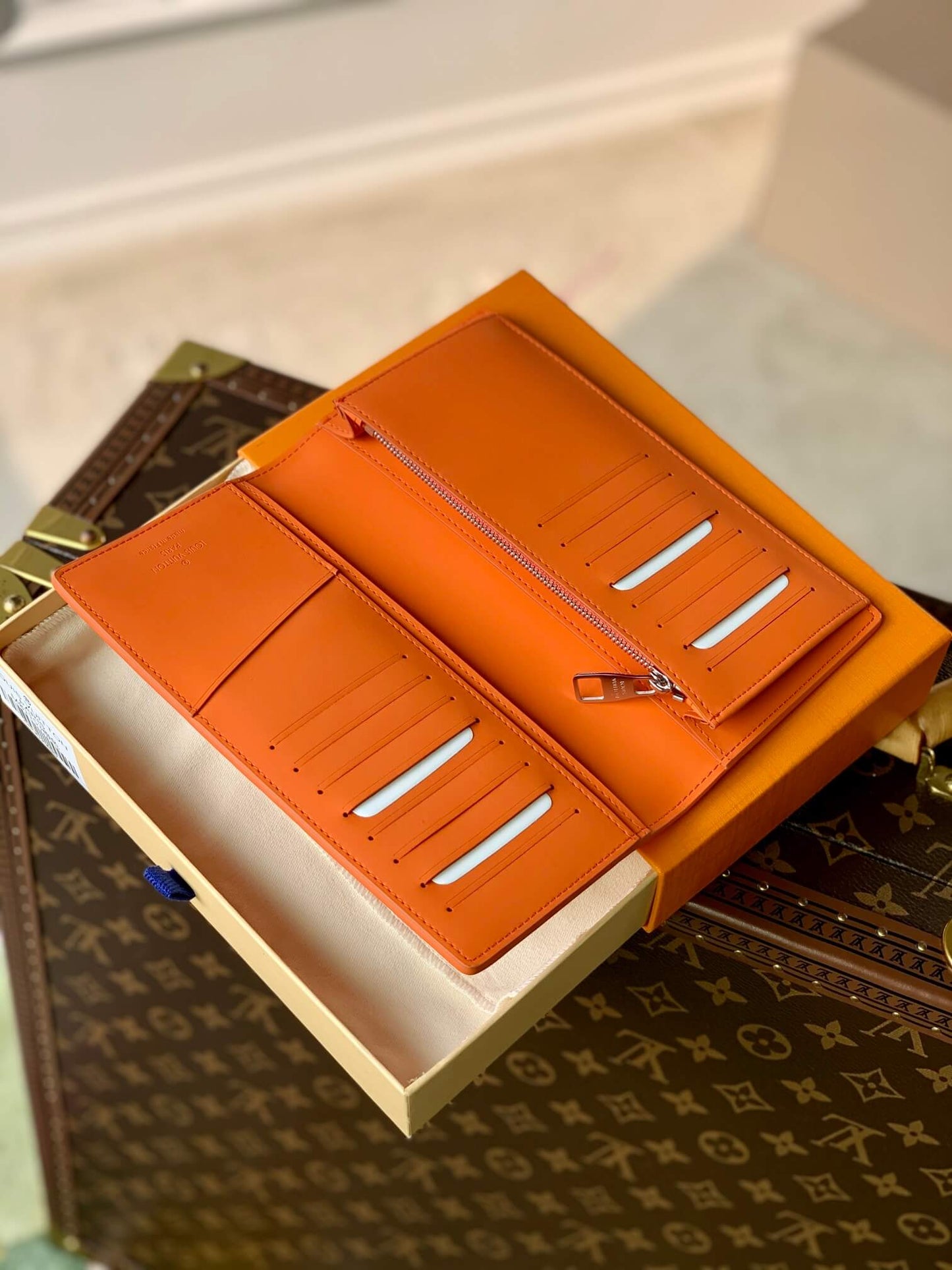 m81153 l aerogram brazza aerogram wallet orange calfskin