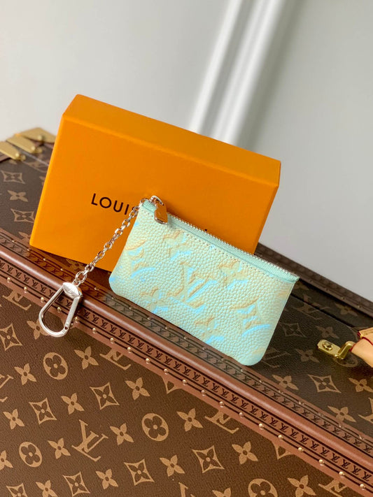 m81297 key pouch wallet zippy monogram empreinte womens purse green cowhide real leather