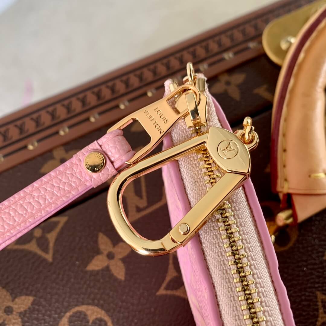 m81298 key pouch wallet zippy monogram empreinte womens purse pink cowhide real leather