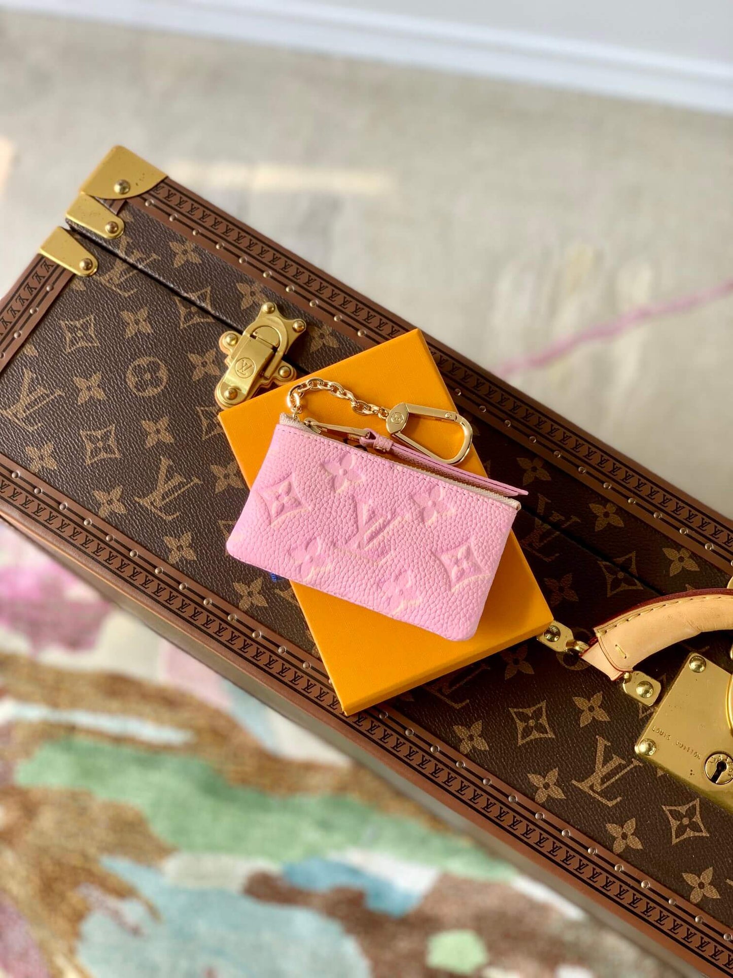 m81298 key pouch wallet zippy monogram empreinte womens purse pink cowhide real leather