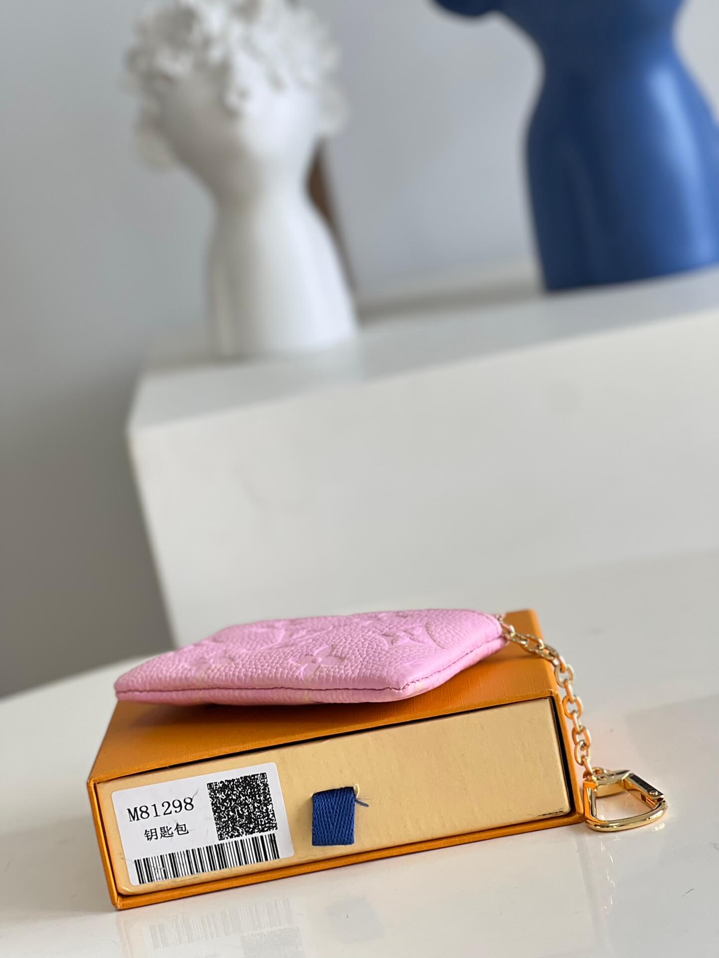 m81298 key pouch wallet embossing monogram pink free shipping m62650