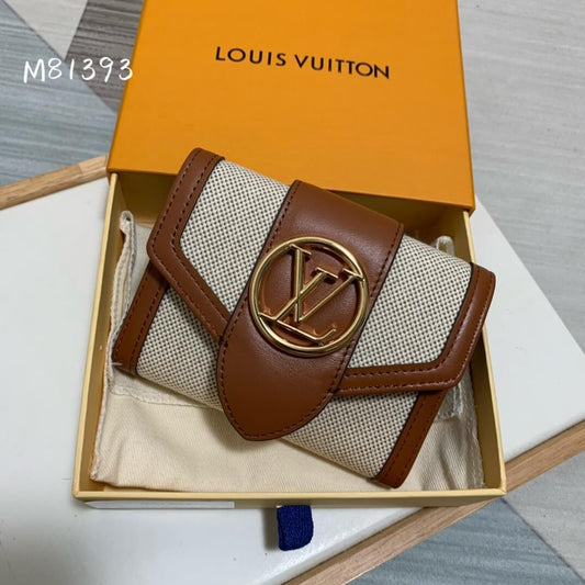 m81393 wallet brown womens purse 12cm canvas