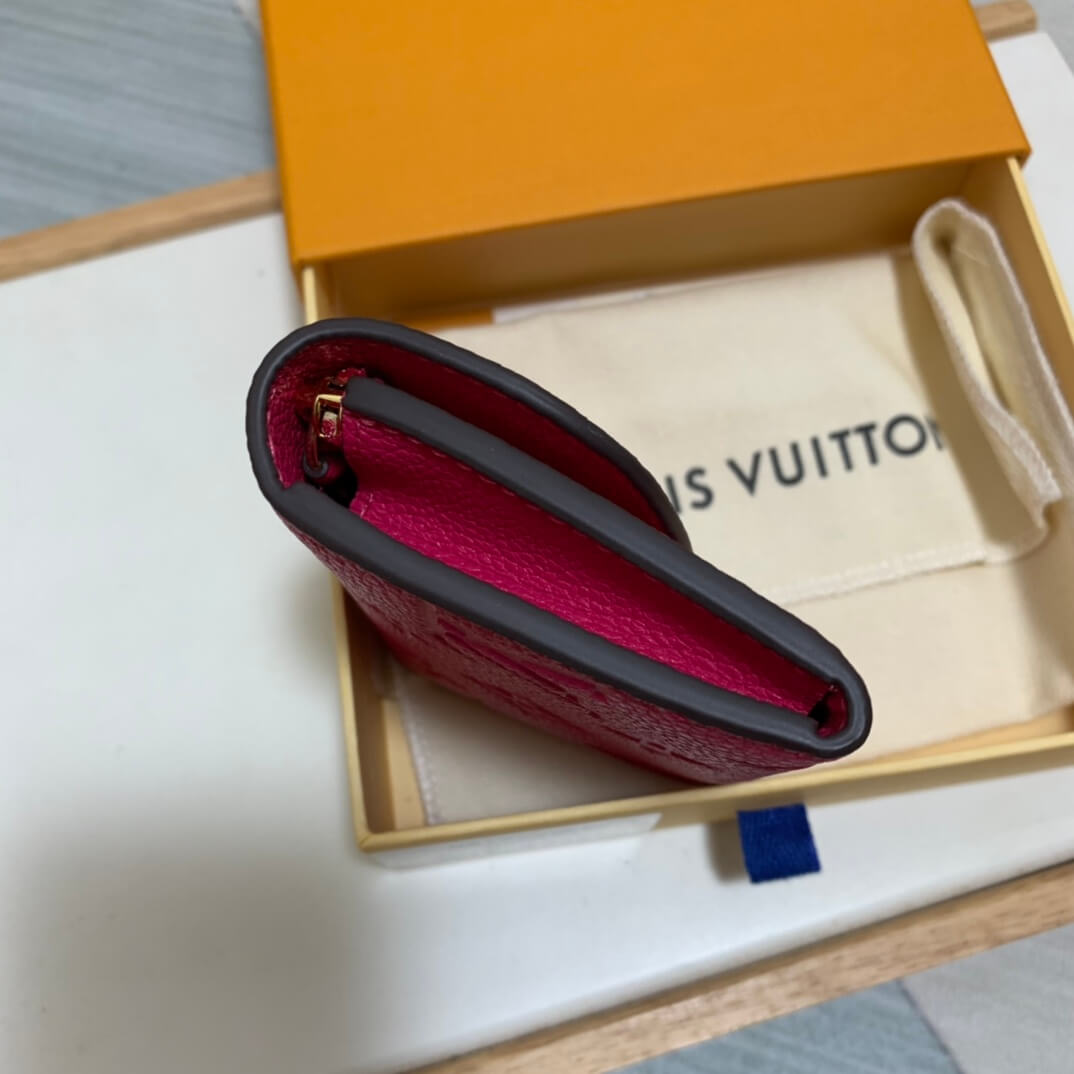 m81455 zippy coin purse monogram empreinte wallet rose red womens purse