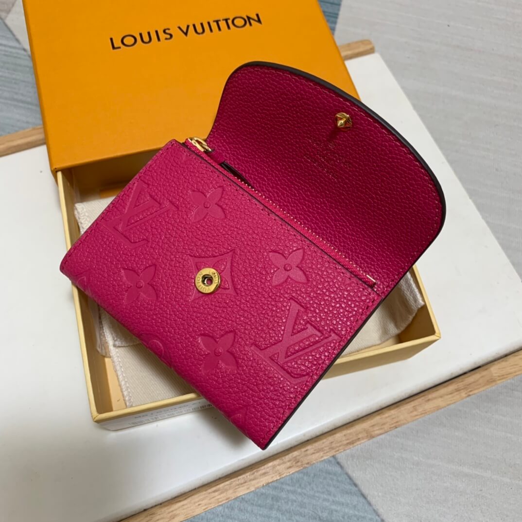 m81455 zippy coin purse monogram empreinte wallet rose red womens purse