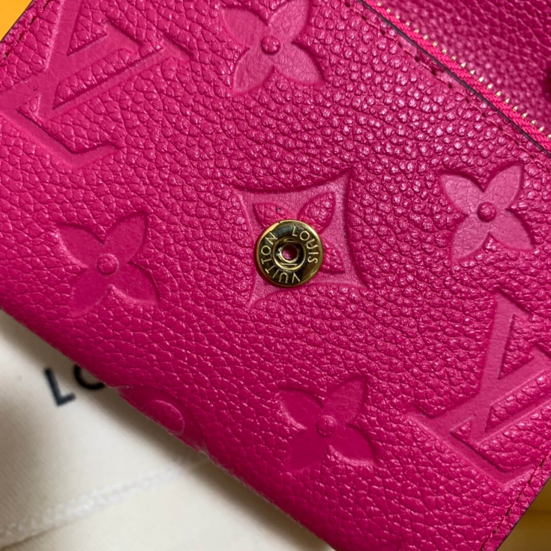 m81455 zippy coin purse monogram empreinte wallet rose red womens purse