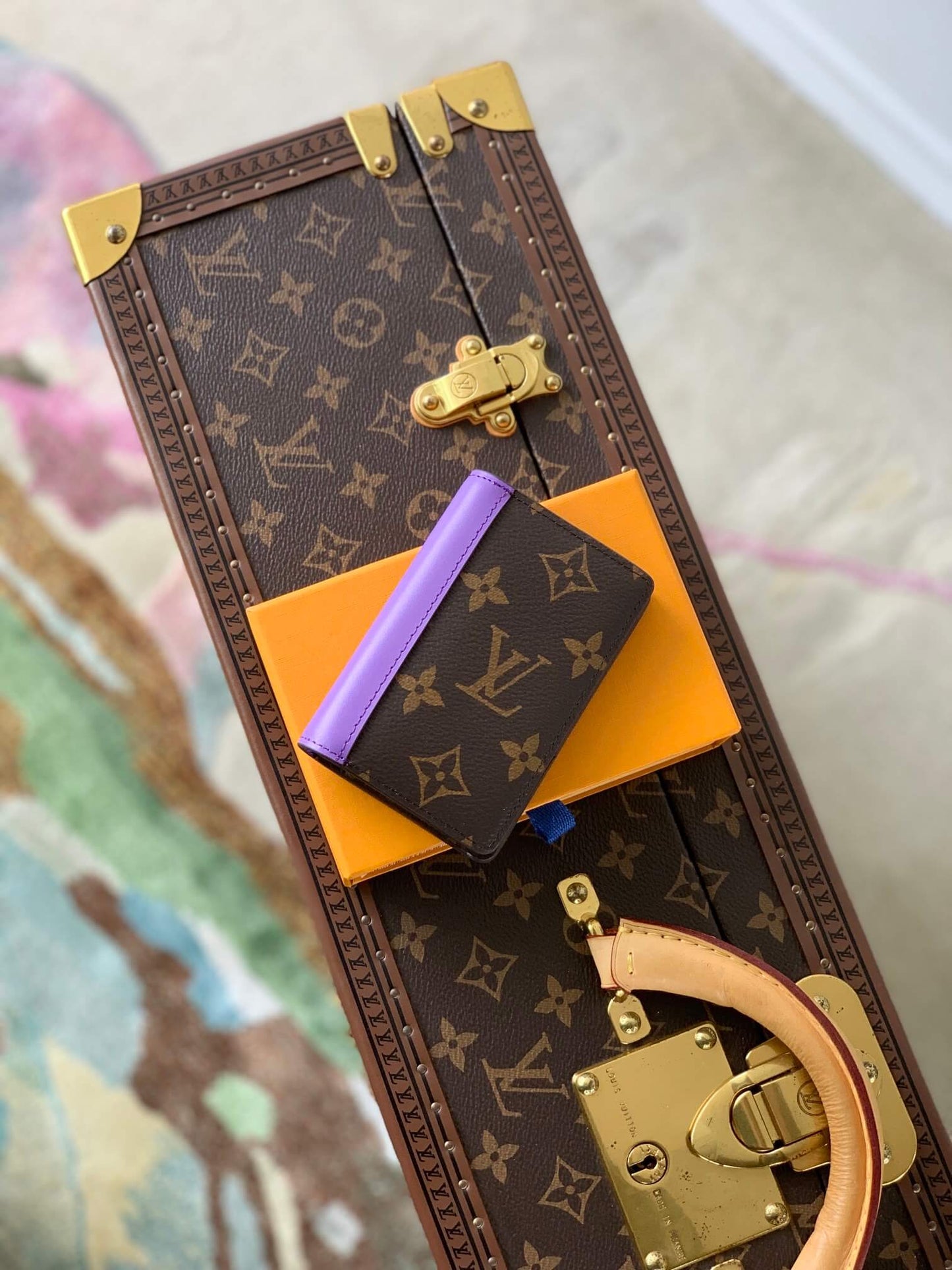 m81535 pocket organizer purple wallet monogram macassar man bag free shipping