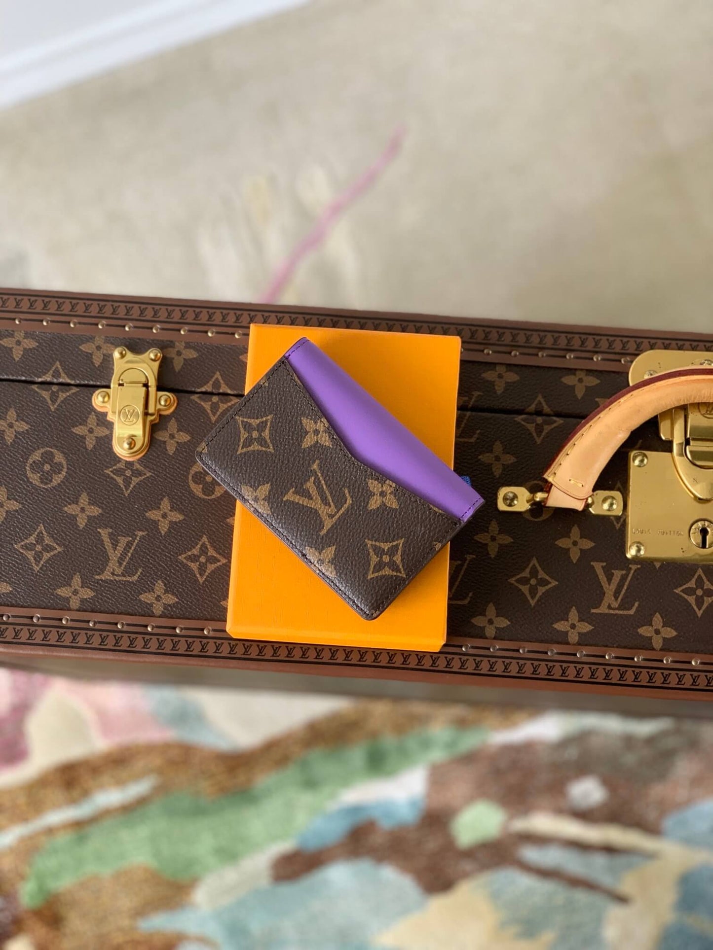 m81535 pocket organizer purple wallet monogram macassar man bag free shipping