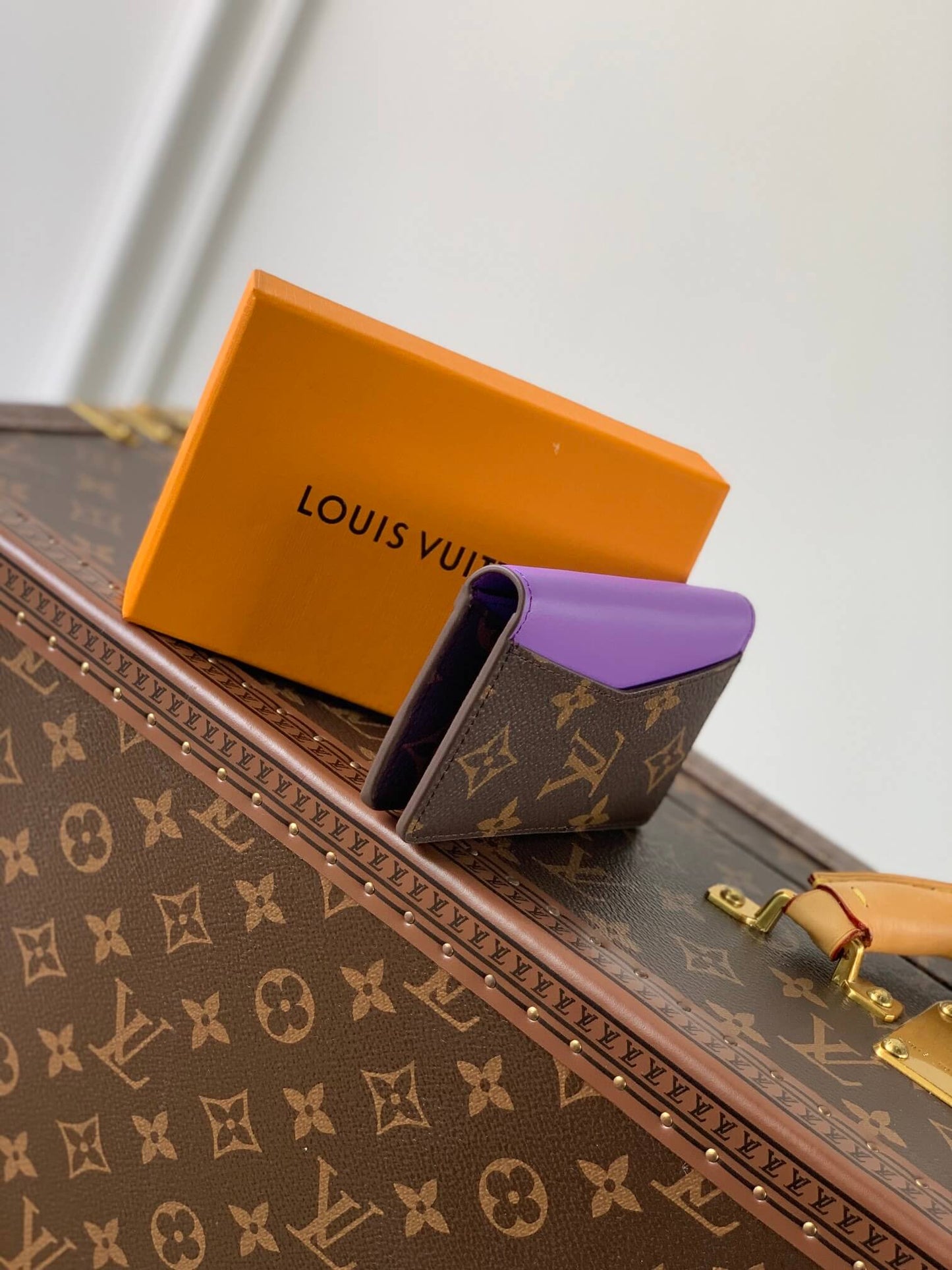 m81535 pocket organizer purple wallet monogram macassar man bag free shipping