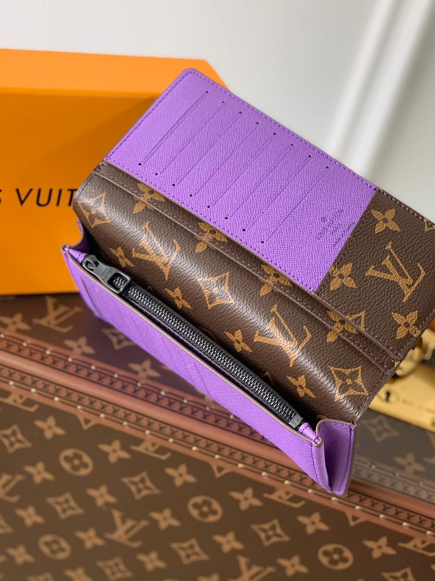 m81538 m81538 brazza monogram macassar clutch bag wallet purple free shipping