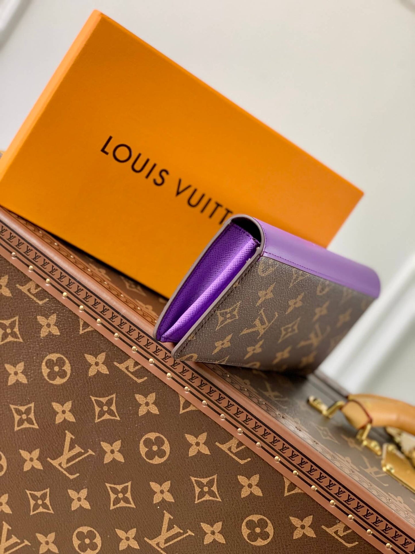 m81538 m81538 brazza monogram macassar clutch bag wallet purple free shipping