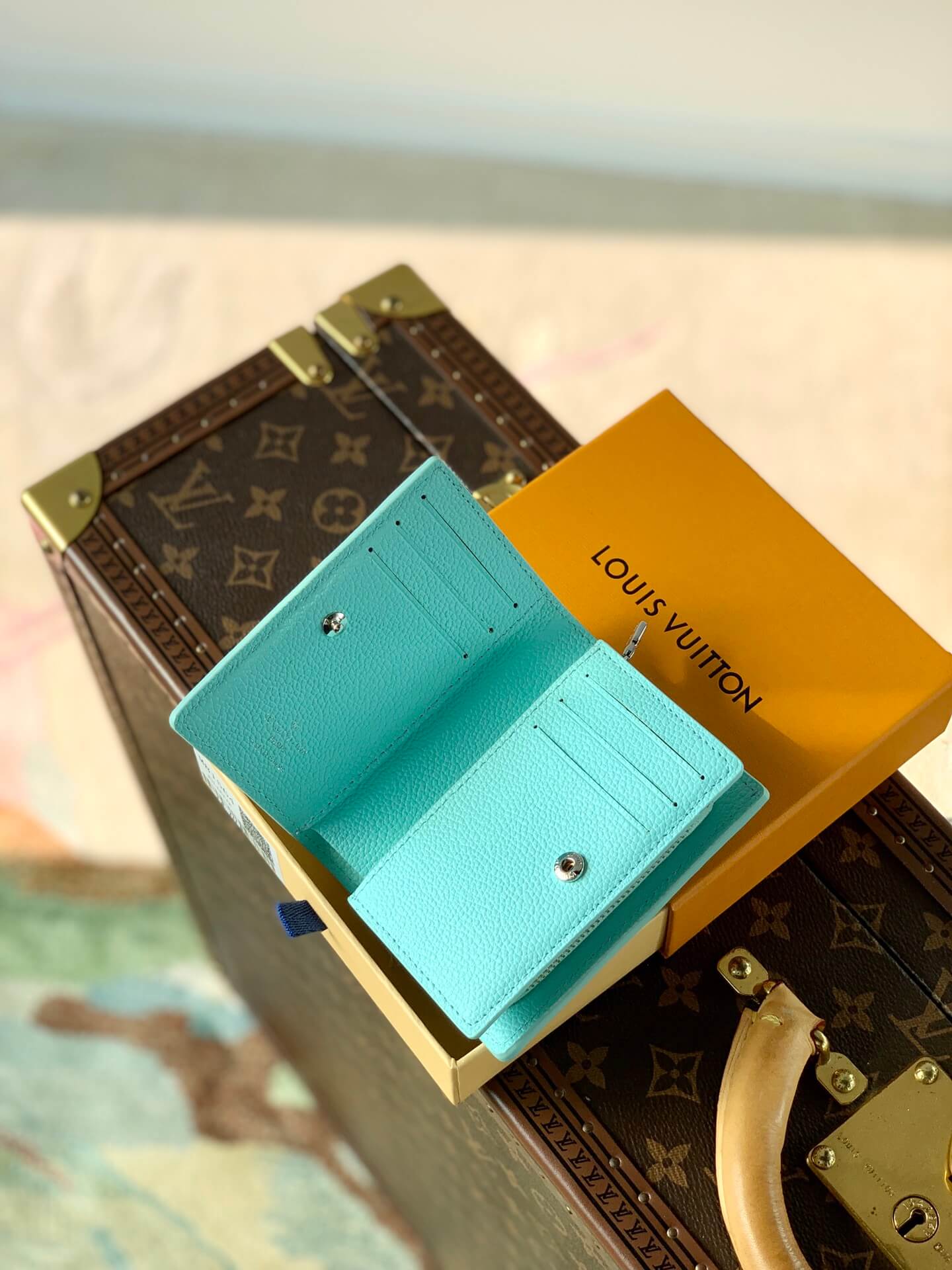 m81564 clea wallet monogram empreinte green women purse 12cm free shipping