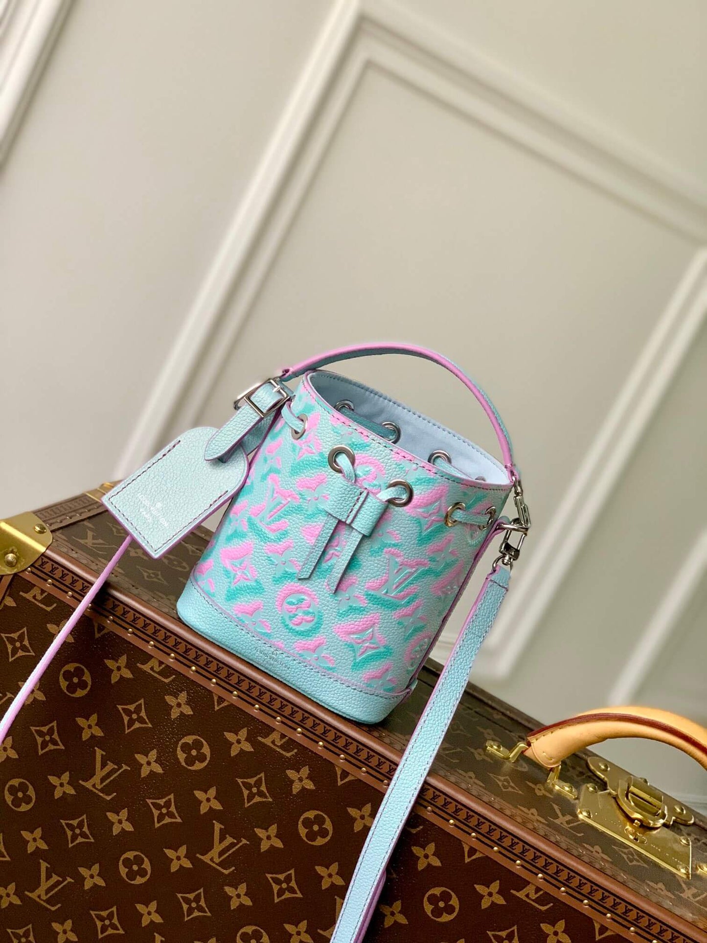 m81626 handbag shoulder bag cross body bags calfskin dirty blue embossing