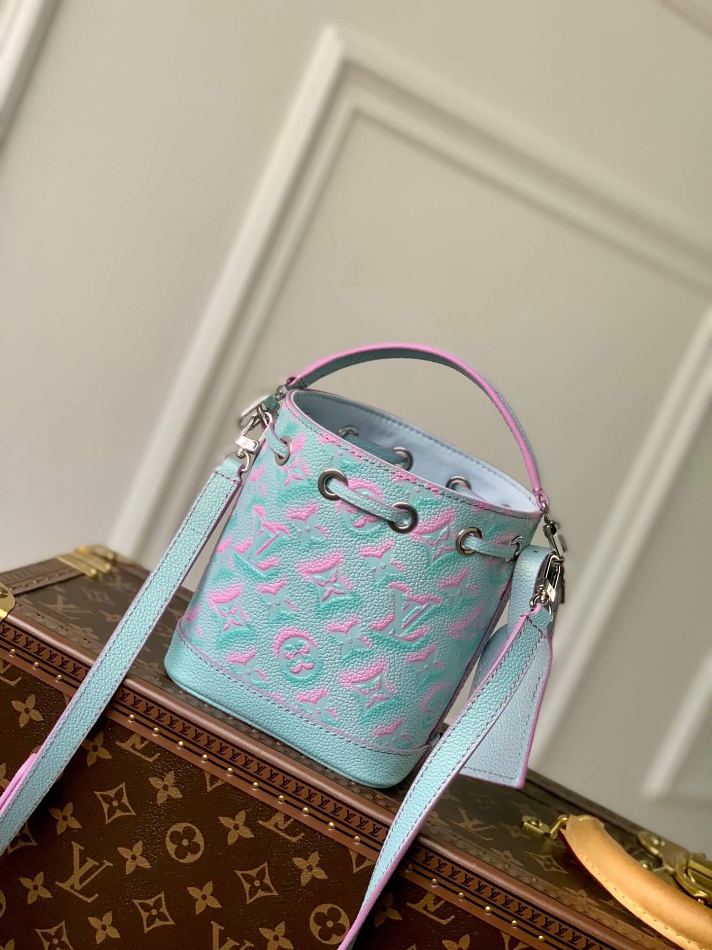 m81626 handbag shoulder bag cross body bags calfskin dirty blue embossing