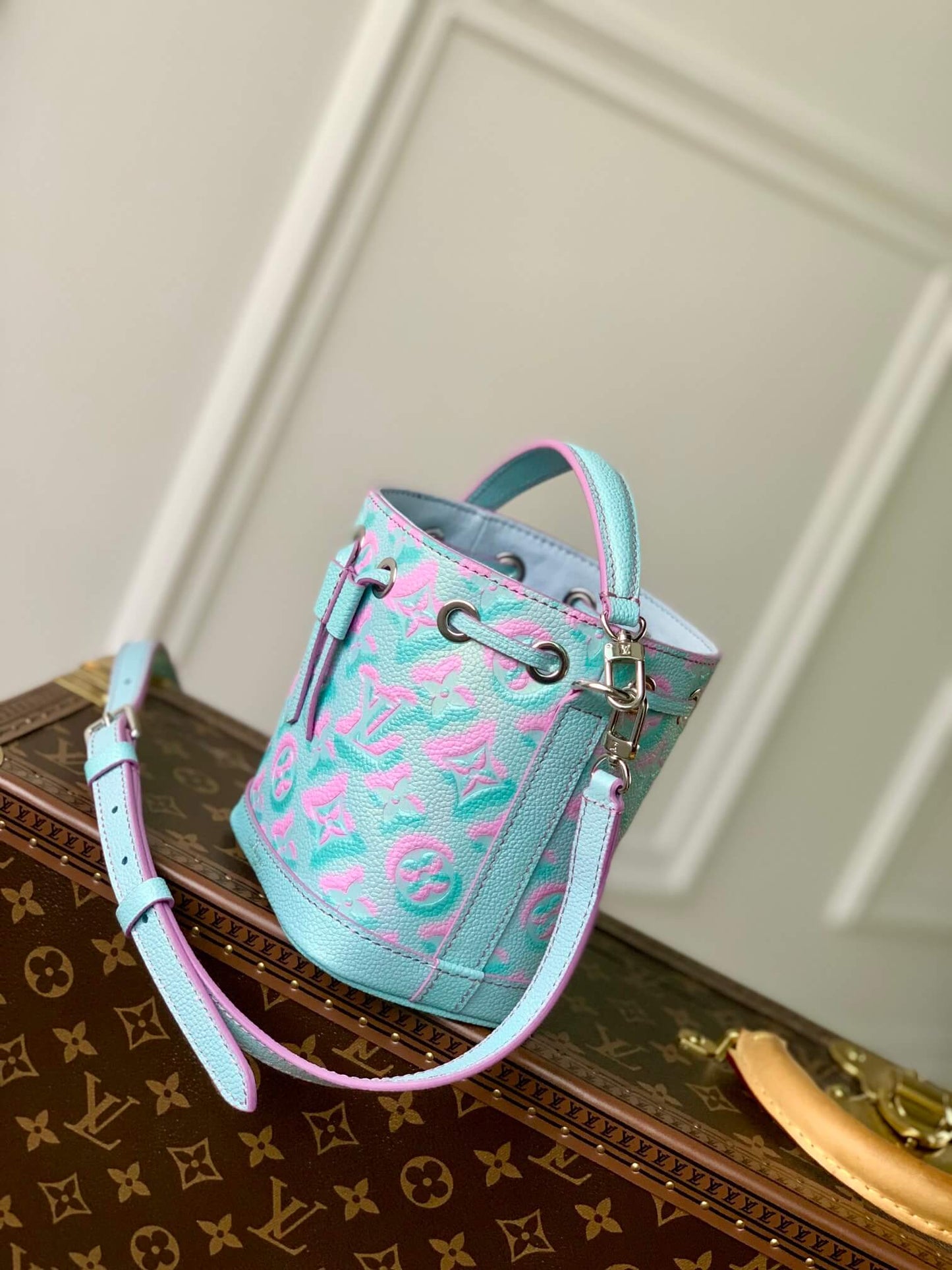 m81626 handbag shoulder bag cross body bags calfskin dirty blue embossing