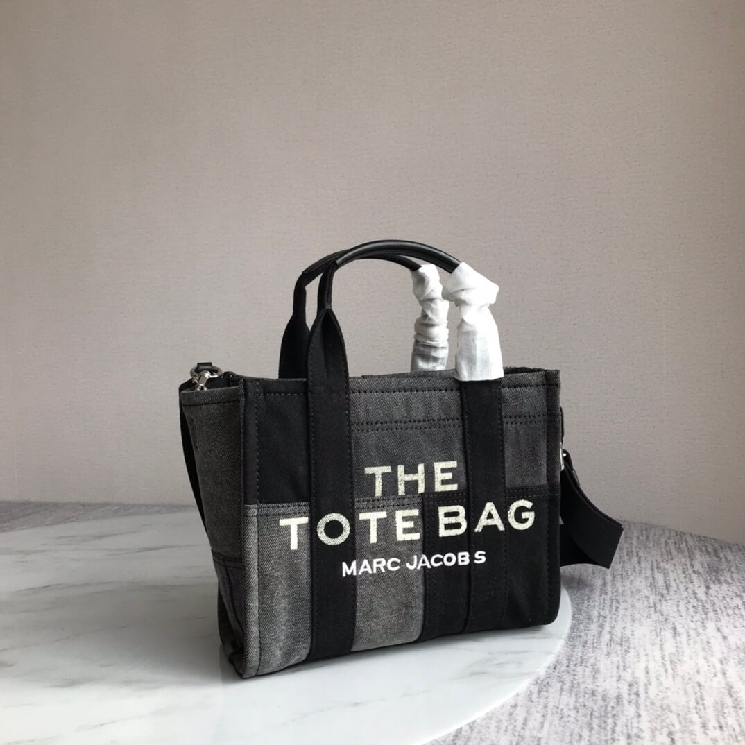 marc jaco the denim tote bag black medium size 26cm
