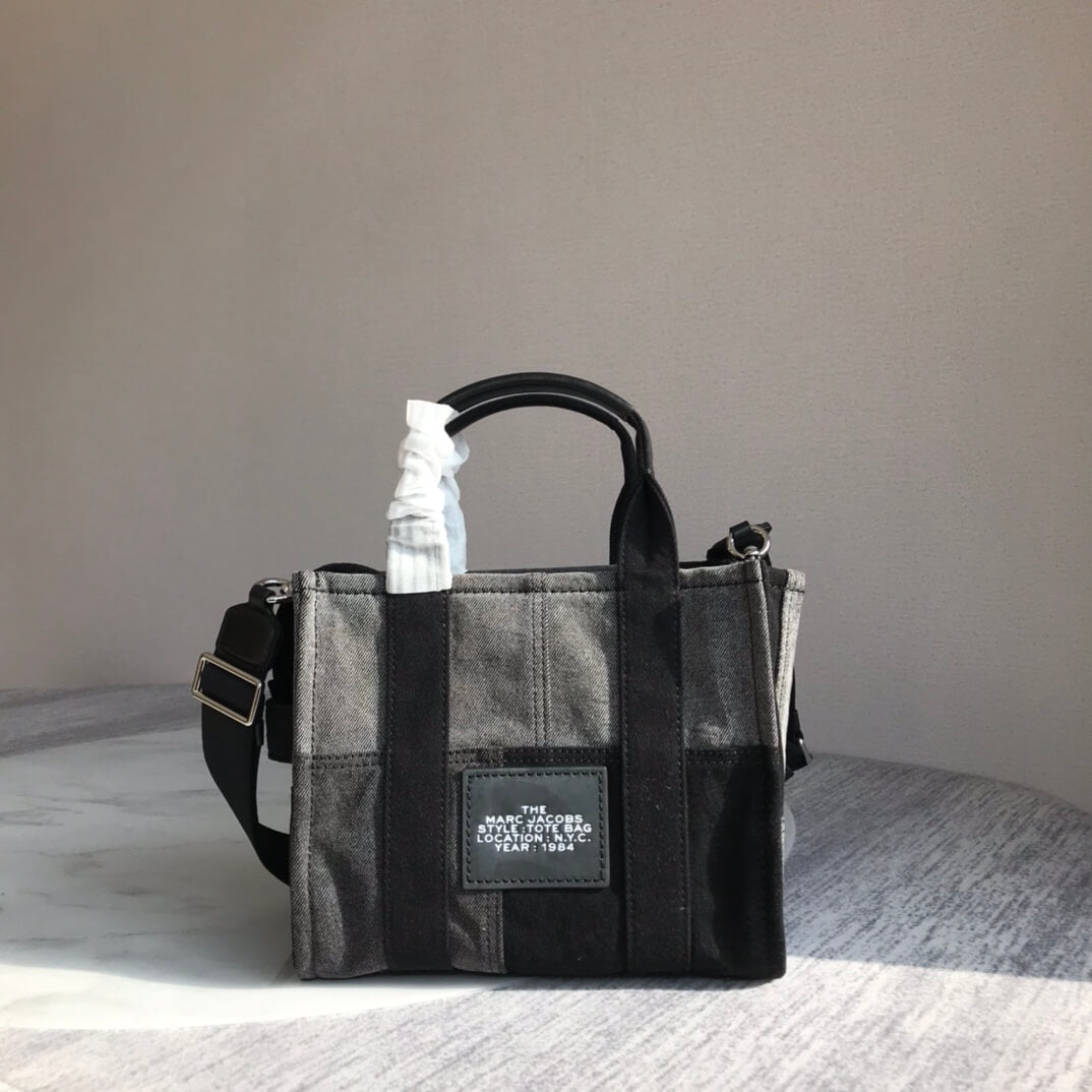 marc jaco the denim tote bag black medium size 26cm