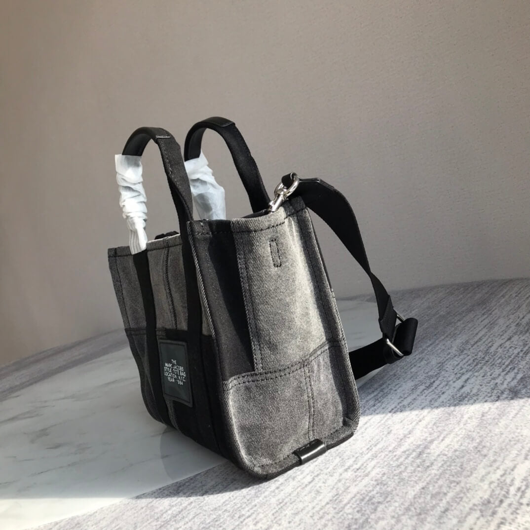 marc jaco the denim tote bag black medium size 26cm