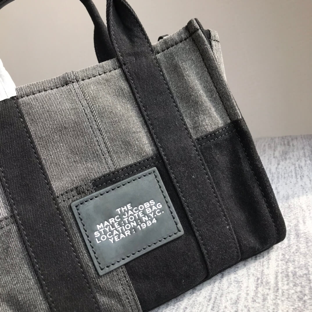 marc jaco the denim tote bag black medium size 26cm
