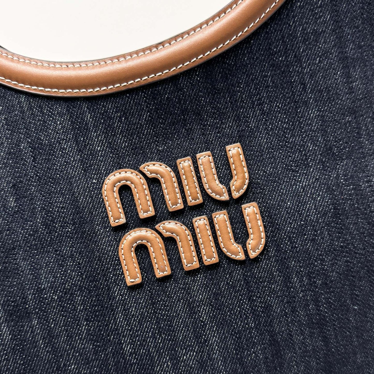 miumiu canvas leather tote handbag 5bg276 blue