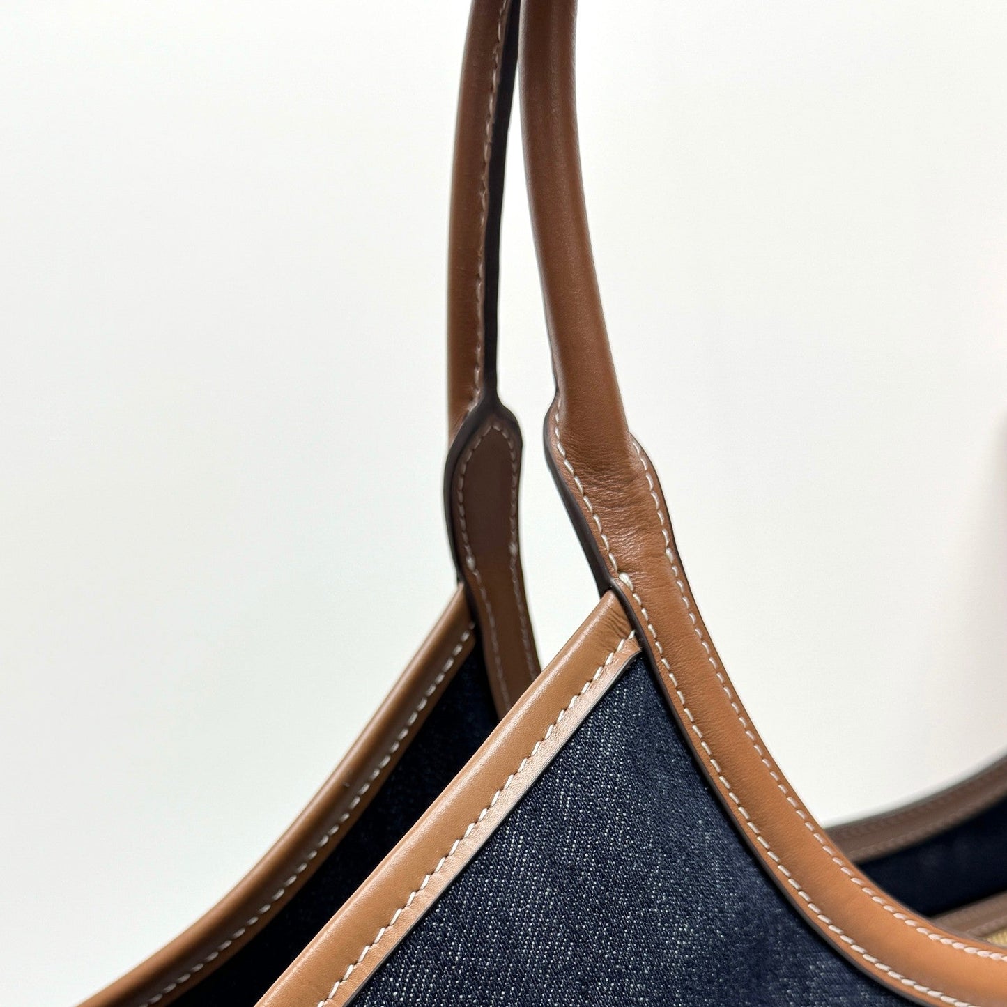 miumiu canvas leather tote handbag 5bg276 blue