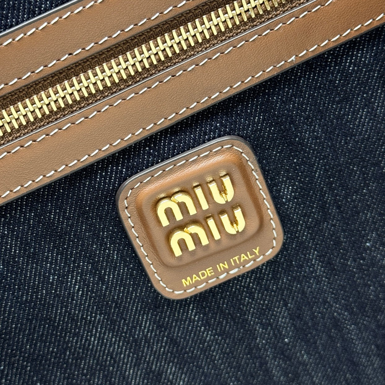 miumiu canvas leather tote handbag 5bg276 blue