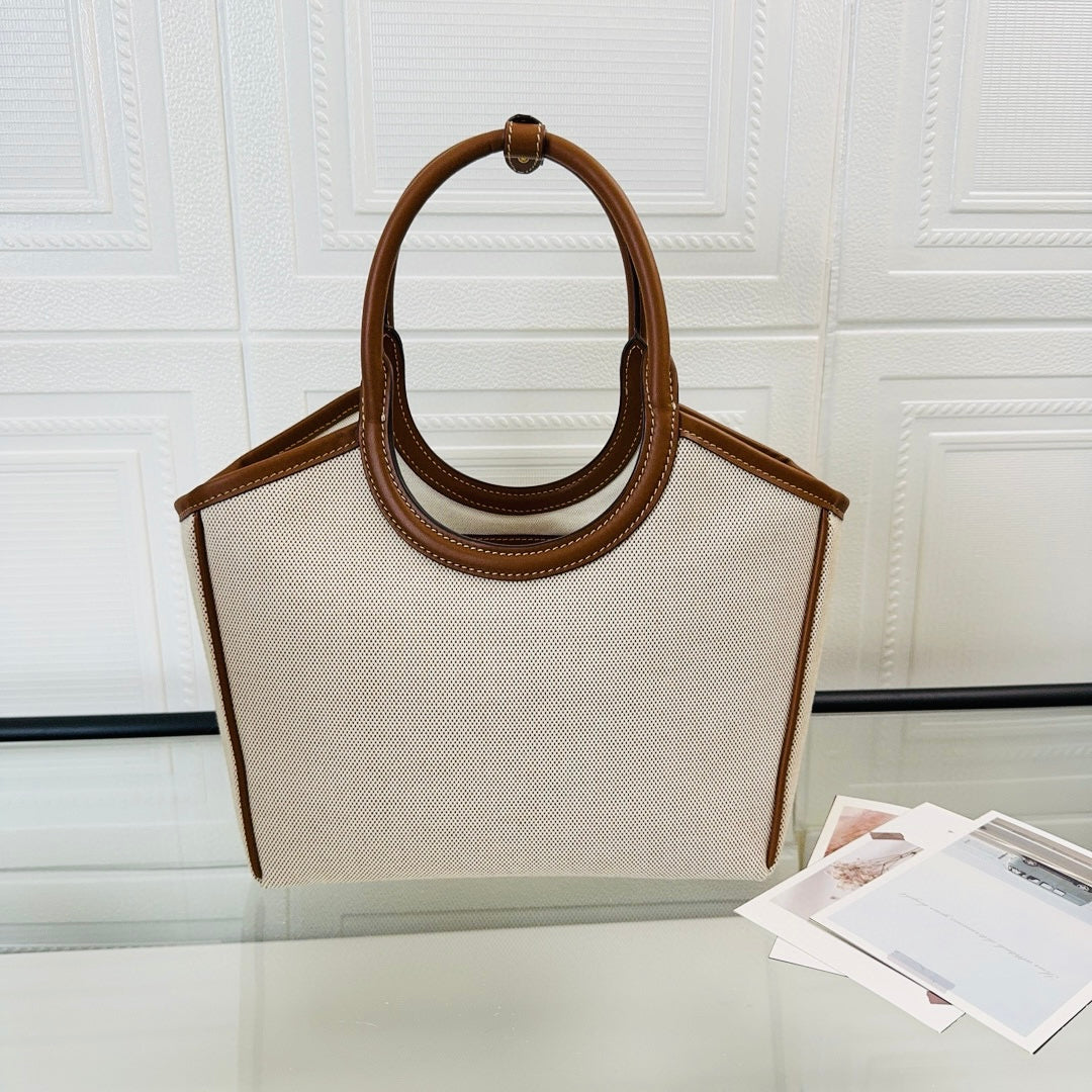 miumiu canvas leather tote handbag 5bg276 off white