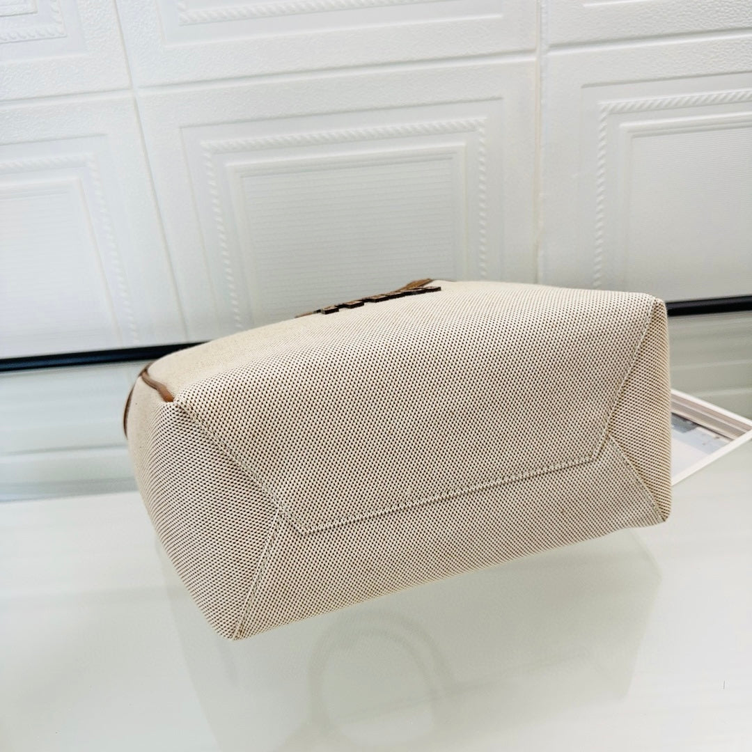 miumiu canvas leather tote handbag 5bg276 off white