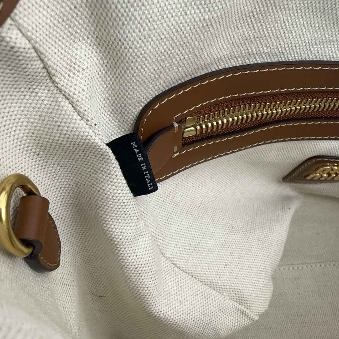 miumiu canvas leather tote handbag 5bg276 off white