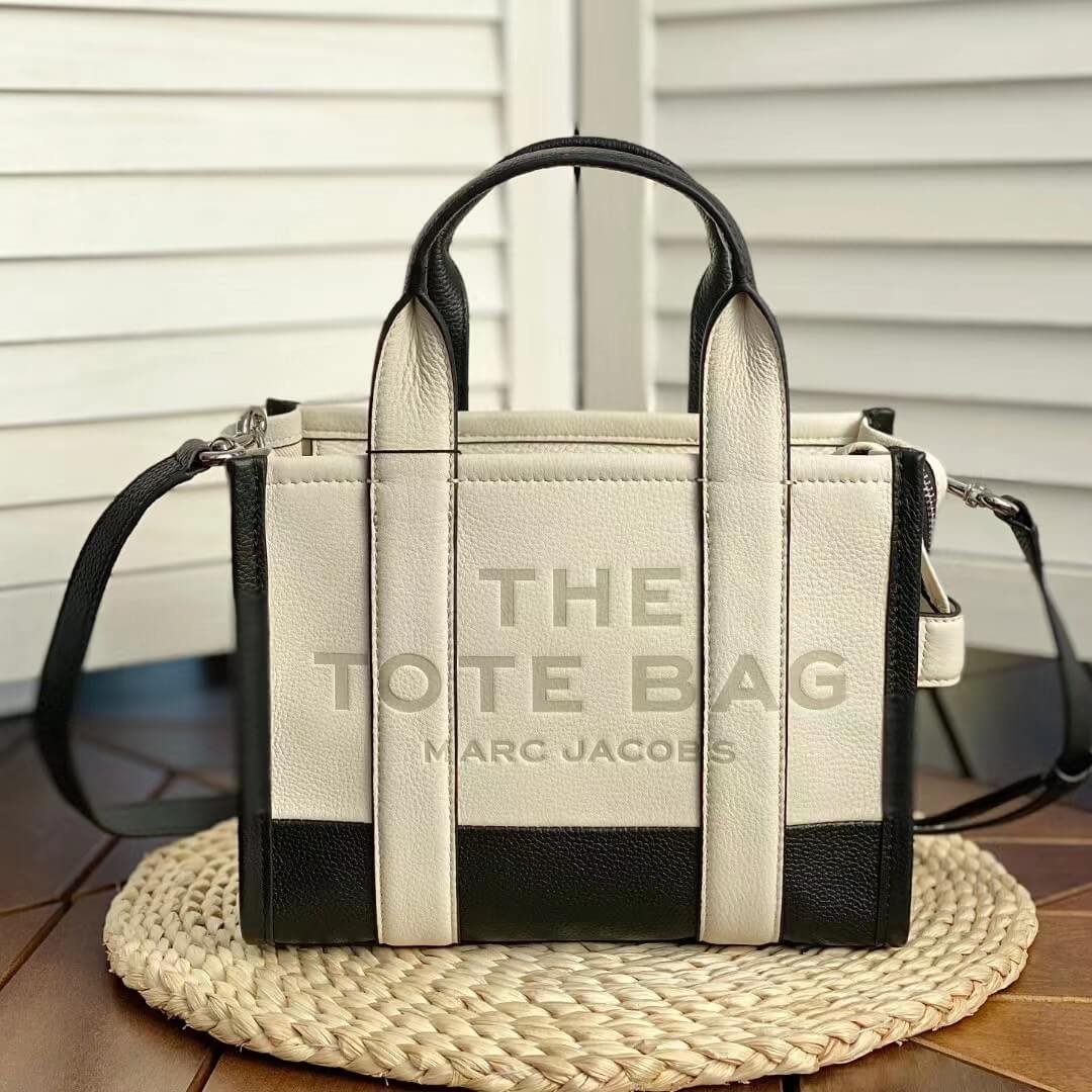 mj h0061 black and white the tote bag handbag cowhide