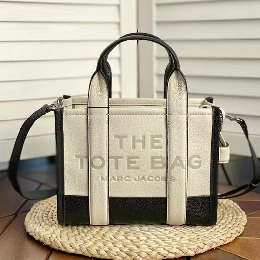 mj h0061 black and white the tote bag handbag cowhide