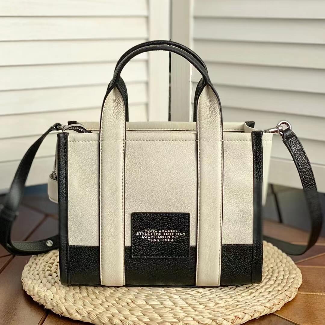 mj h0061 black and white the tote bag handbag cowhide