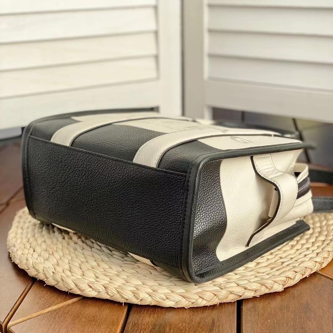 mj h0061 black and white the tote bag handbag cowhide