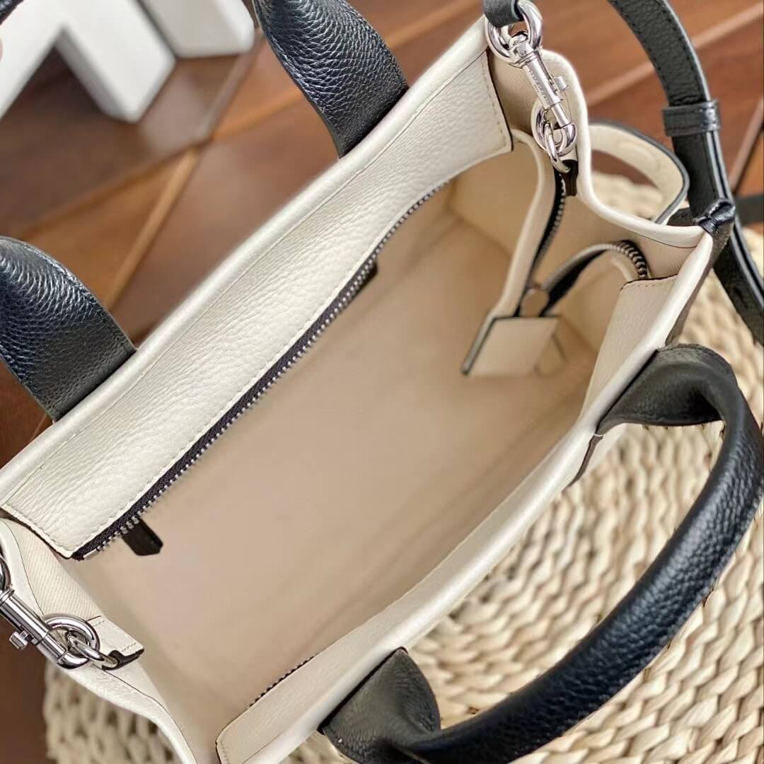 mj h0061 black and white the tote bag handbag cowhide