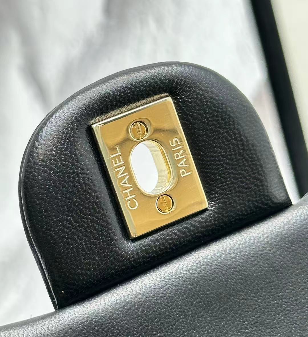 CHA MINI CLASSIC HANDBAG Lambskin A69900 Black Gold