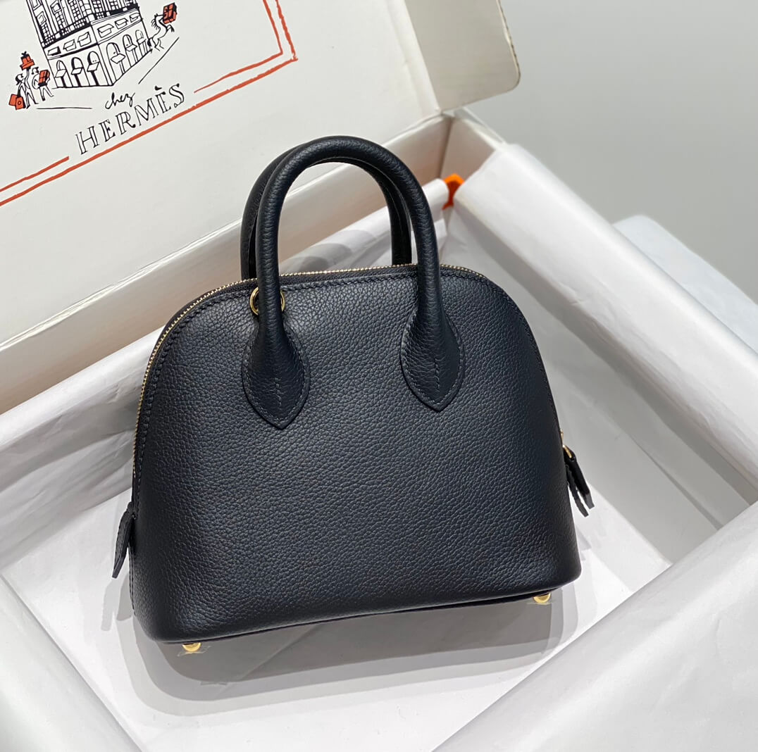 Hermes Mini bolide handbag evercolor wax thread half-handmade black QWE240729