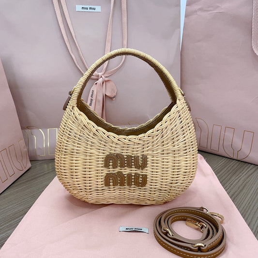 miumiu woven basket bag handbag 5bc125