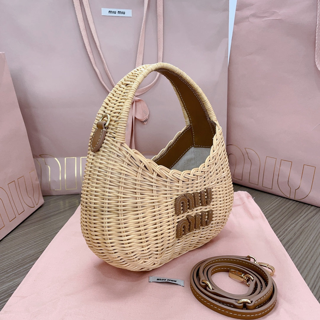 miumiu woven basket bag handbag 5bc125